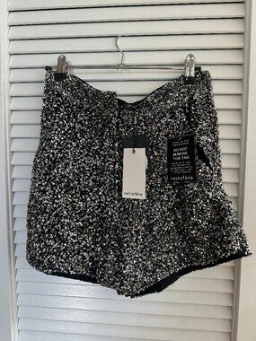 Retrofete Silver Sparkly Shorts NWT
